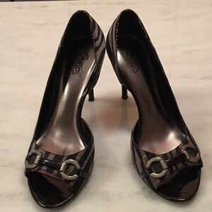 Carlos Santana animal print peep toe heels